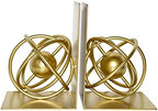 Book Ends Decorative, Modern Metal Unique Gold Bookends for Shelves, Round Design Bookend Book Stopper Holder for Home Office - Image 3