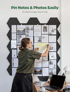 Large Bulletin Board 12" x 10", 12 Pack Blcak Cork Boards for Walls, Self-Adhesive Hexagon Felt Pushpins Wall Tiles, Display for Messages, DIY Notice, Photo Decorations, Classroom, Office, Bedroom - Image 2