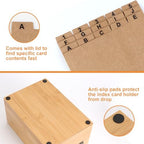 4x6 Index Card Holder with Dividers Bamboo Index Card Organizer Box 4 Compartments Flash Cards Holder with Lid 150 Index Flash Cards 25 Index Cards Dividers 2 Letter Smile Stickers for Office Business - Image 6