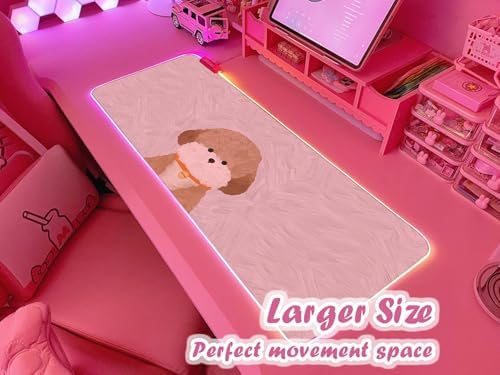 JMIYAV Pink RGB Gaming Mouse Pad 31.5x12 Inch PC XL Large Extended Glowing Led Light Up Desk Pad Non-Slip Rubber Base Computer Cute Mousepad Mat Desk Accessories Gaming Setup 51-2 - Image 2