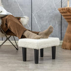 CAROLMADE Ottoman Foot Rest, Sherpa Small Ottoman Foot Stool with Legs Modern Footstool Ottomans for Living Room Entryway Office, Soft White - Image 3