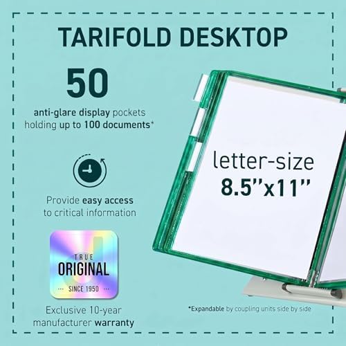 Tarifold Desktop Reference Display System, 50 Pockets, Expandable, Green - Image 2