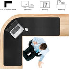 Large L-Shaped Leather Desk Pad - Home Office Accessories Corner Desk Mat (Black, (55" +63") x 19.6") - Image 4