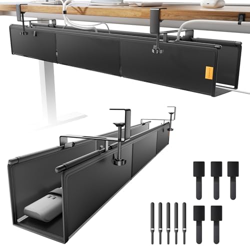 39" No Drill Under Desk Cable Management Tray (Black) by NODOCA