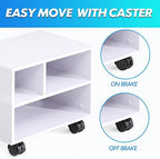 FITUEYES Printer Stand Under Desk, Small Wood Mobile Printer Table, White - Image 5
