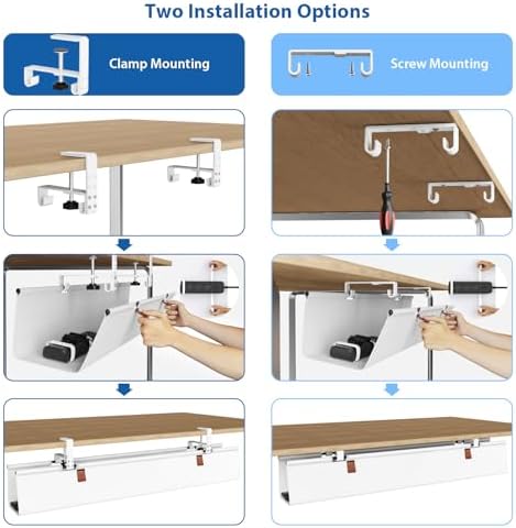 Zilink Under Desk Management Tray Desk Cable Organizer 40 inch, White - Image 2
