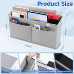 4 Pack Desk Side Hanging Organizer, Adhesive Storage Bag with Pockets for Magazine Ipad Notebook, for End Tables Home Office Desks Computer Workstations Dressing Table, Grey - Image 3