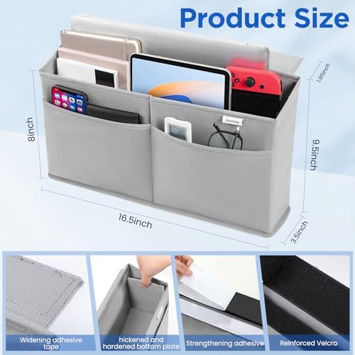 10 Pack Desk Side Hanging Organizer, Adhesive Storage Bag with Pockets for Magazine Ipad Notebook, for End Tables Home Office Desks Computer Workstations Dressing Table, Grey - Image 3