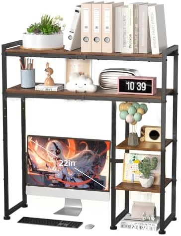 Aetheris Desktop Organizer Shelf, 30" Wooden Office Storage Rack, Display Shelf Rack, 5 Tier Desktop Display Rac, Desk Shelf, Desk Hutch for Computer Monitor (Brown) by Unknown
