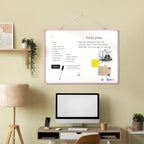 Dry Erase Board for Wall, 24" x 18" Double-Sided Hanging Magnetic Whiteboard with 6 Markers, 6 Magnets and 3 Mini Sticky Notes, Large White Board for School, Home, Office, Pink Frame - Image 2