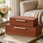 Decorative Storage Boxes with Lids, 2 Pack, PU Leather Organizer Bins - Image 5