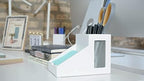 Victor Desk Pencil Cup With Angled Note Holder, Frosted Glass Window Desktop Organizer for Pens, Pencils, and Notes, 4.1 x 6.1 x 4.5-Inches, White - Image 5