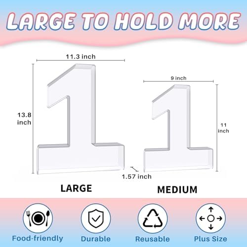 13.8" Extra Large Acrylic Number Charcuterie Board Box, Reusable Fillable Number Cake Candy Dish Display Serving Tray for Birthday Anniversary Party Decoration (1) - Image 2