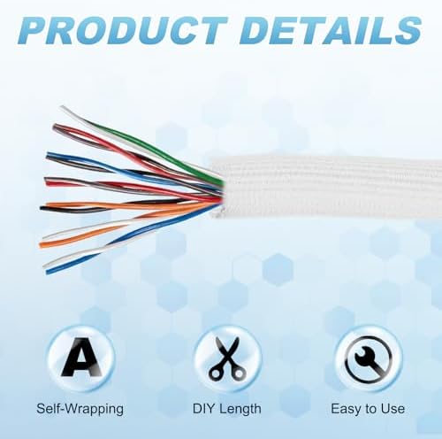 MECCANIXITY Split Sleeve Wire Loom Braided Sleeve 1-1/4" 10Ft White - Image 3