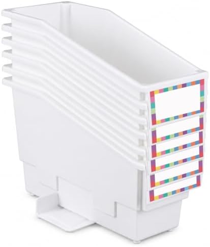 gisgfim 6 Pcs Non-Tip Book Bins with Stabilizer Wings (White) by gisgfim
