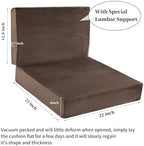 HOMBYS Foam Recliner Chair Cushions for Elderly, 4" Thick Chair Pads with Back Support for Office, Non-Slip Medium Firm Seat Cushion with Lumbar Pillow (Brown, 22"x22"+13" Backrest) - Image 2