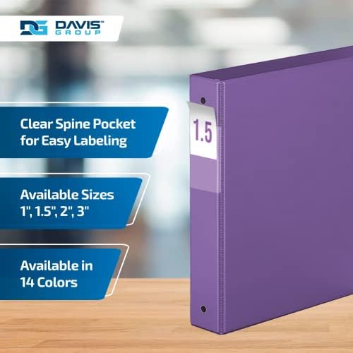 Premium Economy 3-Ring Binder, Spine Label, 1.5" Round Rings, Purple, 6 Pk - Image 4