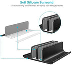 Vaydeer Double Adjustable Vertical Laptop Stand Newly Designed 2 Slots Aluminum Desktop Dual Holder for All MacBook/Chromebook/Surface/Dell/iPad Up to 17.3 Inches - Black - Image 4