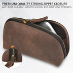 Leather Tech Pouch for Cables Chargers Phone | Tech Bag | Zipper Travel Accessory Pouch | Electronic Organizer Case Travel Bag (Vintage Dark Brown) - Image 4