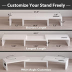 BONTEC Dual Monitor Stand Riser, Adjustable Length & Swivel Angle, White - Image 3