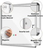 Mifuro 38"x38" Enclosed Bulletin Board, Lockable Weather-Resistant Aluminum Noticeboard for School & Office, Silver Frame w/Magentic Whiteboard - Image 3
