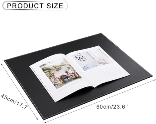 KINGFOM Desk Pad & Mat 24" x 18" Protector Large Mouse Pad PU Leather for Desktops and Laptops (Black) - Image 2