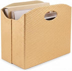 BLU MONACO | Gold Magazine Holder | Woven PVC Leather Organizer with MDF Frame | Floor or Table Storage for Home Office Bathroom | Large Capacity Vertical File Basket by Blu_Monaco