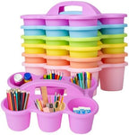 6 Pack Stackable Classroom Caddy with Handle, Pastel Multicolor by SSATISCN
