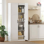 HOMCOM 71" Tall Kitchen Pantry Cabinet with 4 Adjustable Shelves White - Image 2