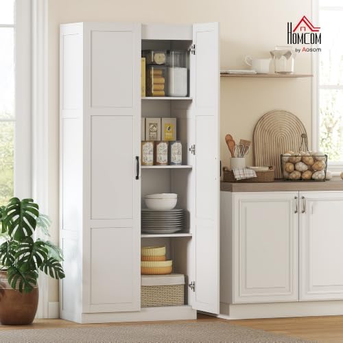 HOMCOM 71" Tall Kitchen Pantry Cabinet with 4 Adjustable Shelves White - Image 2