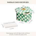 MACKENZIE-CHILDS Enamel Recipe Box, Green-and-White Emerald Check - Image 4