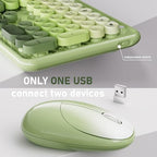 UBOTIE Wireless Keyboard and Mouse Combo, Phone Holder (Green) - Image 4