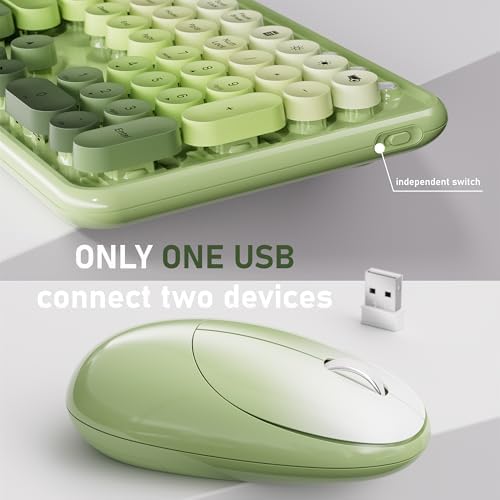 UBOTIE Wireless Keyboard and Mouse Combo, Phone Holder (Green) - Image 4