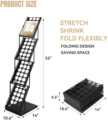 WEWLINE Foldable Magazine Rack, Floor-standing Brochure Display Stand - Image 2