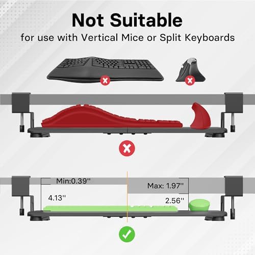 BONTEC Under Desk Keyboard Tray, Pull-Out Keyboard & Mouse Platform - Image 6