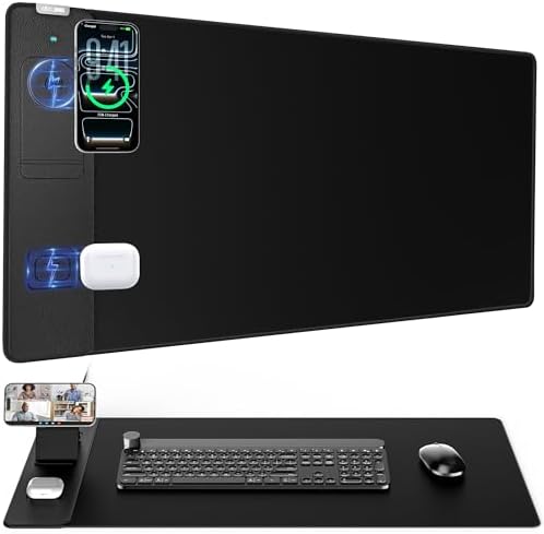 Wireless Charging Mouse Pad with Magnetic Phone Stand, 31.5"x15.8" Large by abcmat