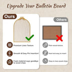 Vintage Gold Linen Cork Board, 24“X36” Arched Bulletin Board with Bow - Image 3