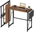 GarveeHome 31.5 Inch Folding Gaming Writing Computer Work Desk for Home Office,with Storage Bag & Hook,Space-Saving,Easy to Fold,Small Table for Bedroom,Apartment,Rustic Brown by GarveeHome