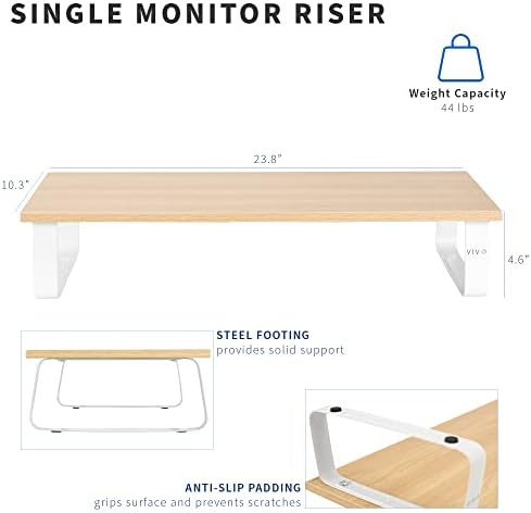 VIVO 24 inch Monitor Stand, Wood and Steel Desktop Riser, Screen, Keyboard, Laptop, Small TV, Ergonomic Desk and Tabletop Organizer, Light Wood, STAND-V000WM - Image 3
