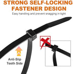 Zip Ties, RAZCC 1200pcs Black Cable Zip Ties 8 Inch, Heavy Duty Plastic Wire Ties with 70lb Tensile Strength, Self-Locking Black Nylon Tie Wraps for Indoor and Outdoor (Pack of 3) - Image 5