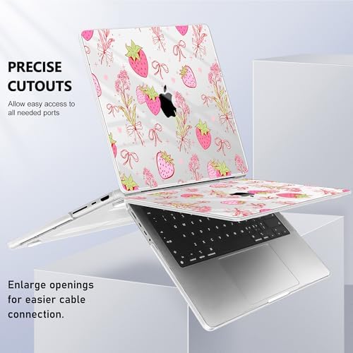 May Chen for 2026 MacBook Pro 14-inch M5 M4 M3 M2 M1 Pro/Max Chip, Release 2026 2025-2021, Model A3427 A3426 A3434 A3112 A3401 A3185, Plastic Hard Shell with Keyboard Cover, Strawberry Bow - Image 6