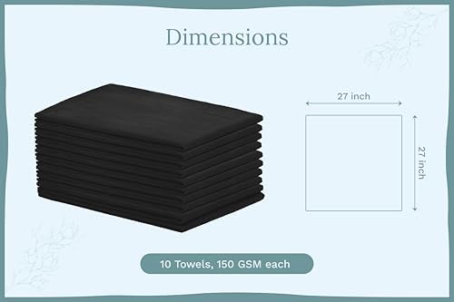 Organic Cotton Black Tea Towels - 100% Cotton, 10-Pack, Reusable and Washable Black Flour Sack Towels for Kitchen - Extra Large 27"x27", Durable Dish Towels with Hanging Loop - Image 4