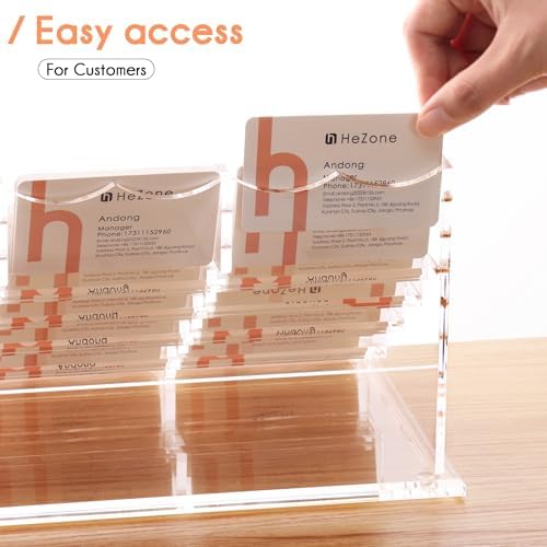 HeZone Business Card Holder for Desk Multiple Cards Display Stand Rack for Women and Men Clear Acrylic Card Organizer 20 Slot 5 Tier Large Capacity-Holds 1000 Cards -1 Pack (20 Cell H) - Image 6