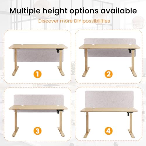 Felt Desk Divider, Clamp-On Privacy Panel, 24 x 48 Inch, Oatmeal - Image 4