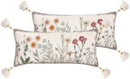 ISAENNE Designer Linen Throw Pillow Cover,Set of 2,28"x12"-Serenity D by Isaennehomedecoration