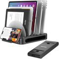 Vertical Laptop Stand Holder & Desk Organizer Rack - Adjustable Dock for MacBook, iPad, Phone (6-in-1 Multi Device Storage System with 360° Rotation) by DeskLogics