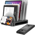 Vertical Laptop Stand Holder & Desk Organizer Rack - Adjustable Dock for MacBook, iPad, Phone (6-in-1 Multi Device Storage System with 360° Rotation) by DeskLogics