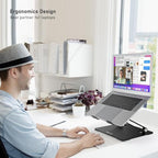 BoYata Laptop Stand, Adjustable Metal Desktop Riser, Up to 15 Inches, Black - Image 2