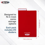 BCW Comic Dividers - 25 Pack | Archival Polyethylene Plastic Dividers | Organize Comics Efficiently in Storage Boxes | Write-On Index Tab (Red) - Image 3