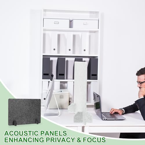 PATIKIL Desk Dividers 24" x 16", 2 Pack Desk Privacy Panel Freestanding Noise Reducing Partition Acoustic Panel with 4Pcs Support Feet for Testing Office Home Library, Dark Gray Style C - Image 6